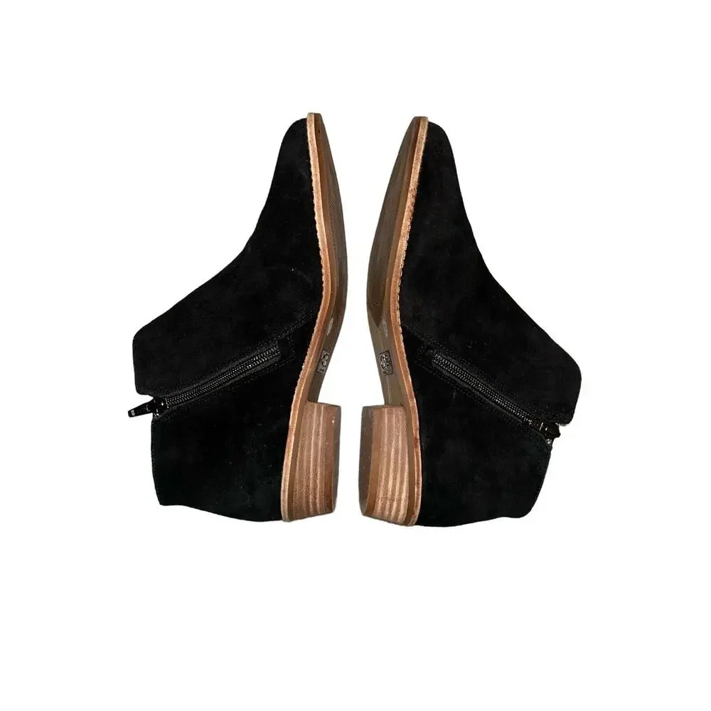 Gianni Bini Black Suede Brown 1” Heel Ankle Boots w/Zipper Women’s Size 8.5M‎